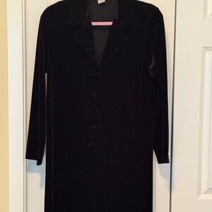 Chic Black Long Sleeve Velvet Dress/Jacket